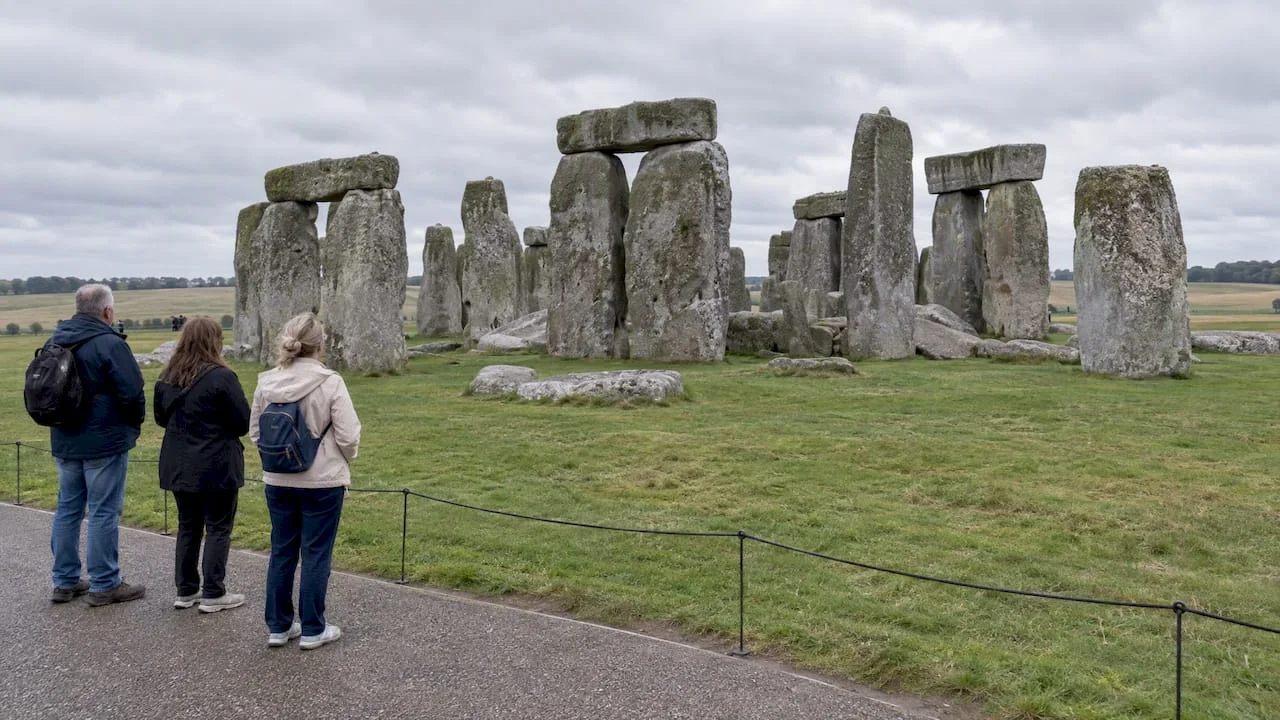 Stonehenge stones seen from the visitor route