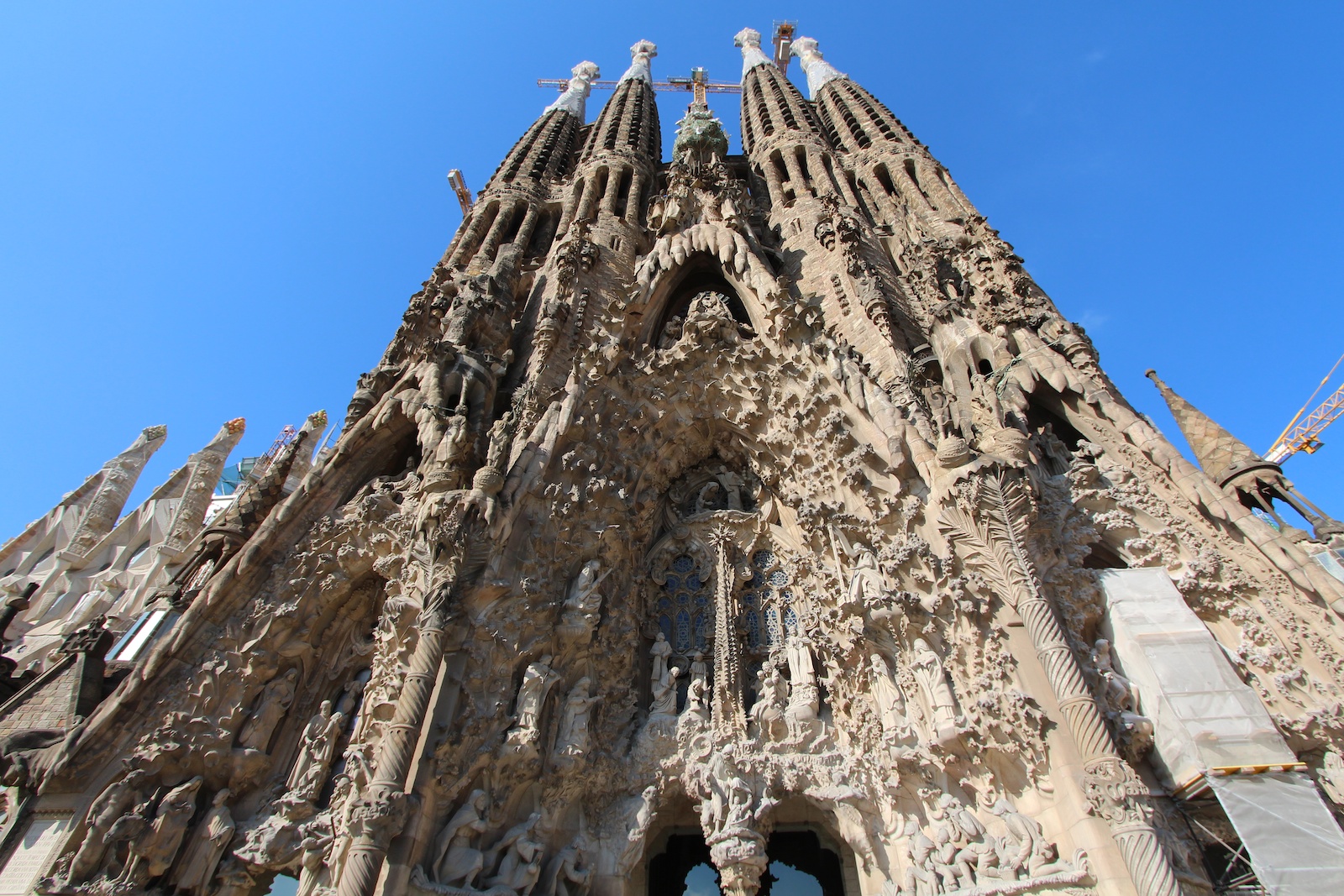 Sagrada Família basilica and towers above Barcelona