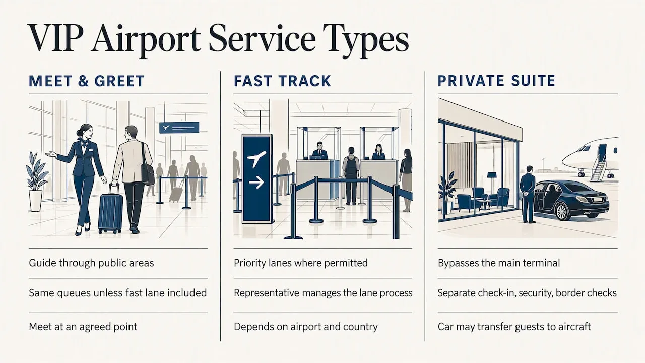 Three types of VIP airport service compared